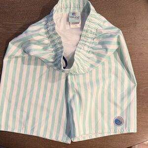 Laguna Swim Trunks Striped Green & White Swim Shorts Adjustable waist boys 7